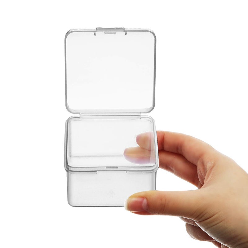 SATINIOR 24 Packs Small Clear Plastic Beads Storage Containers Box with Hinged Lid for Storage of Small Items, Crafts, Jewelry, Hardware (2.48 x 2.48 x 1.57 Inches) - Image 4