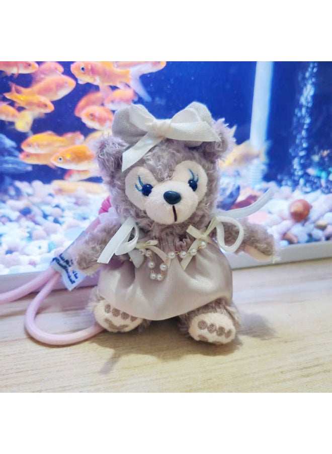 Generic - Shirley Mei Car Keychain Cute Cartoon Plush Doll Bag Pendant Girl Couple Doll Hanging Ornaments-Color:Beige Skirt Love Necklace Rose-Height:13CM - Image 1