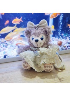 Shirley Mei Car Keychain Cute Cartoon Plush Doll Bag Pendant Girl Couple Doll Hanging Ornaments-Color:Beige Skirt Love Necklace Rose-Height:13CM