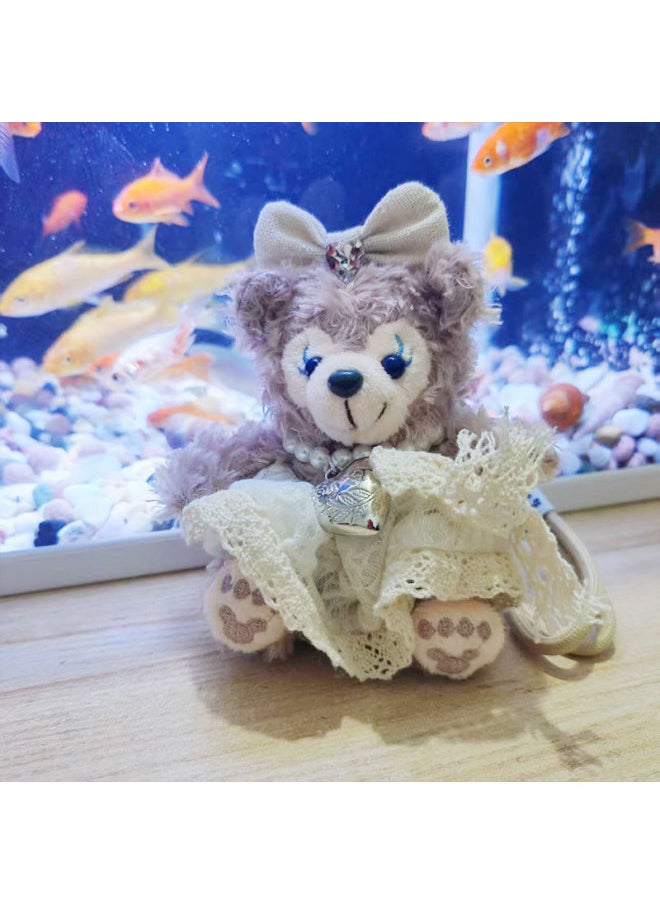 Generic - Shirley Mei Car Keychain Cute Cartoon Plush Doll Bag Pendant Girl Couple Doll Hanging Ornaments-Color:Beige Skirt Love Necklace Rose-Height:13CM - Image 1