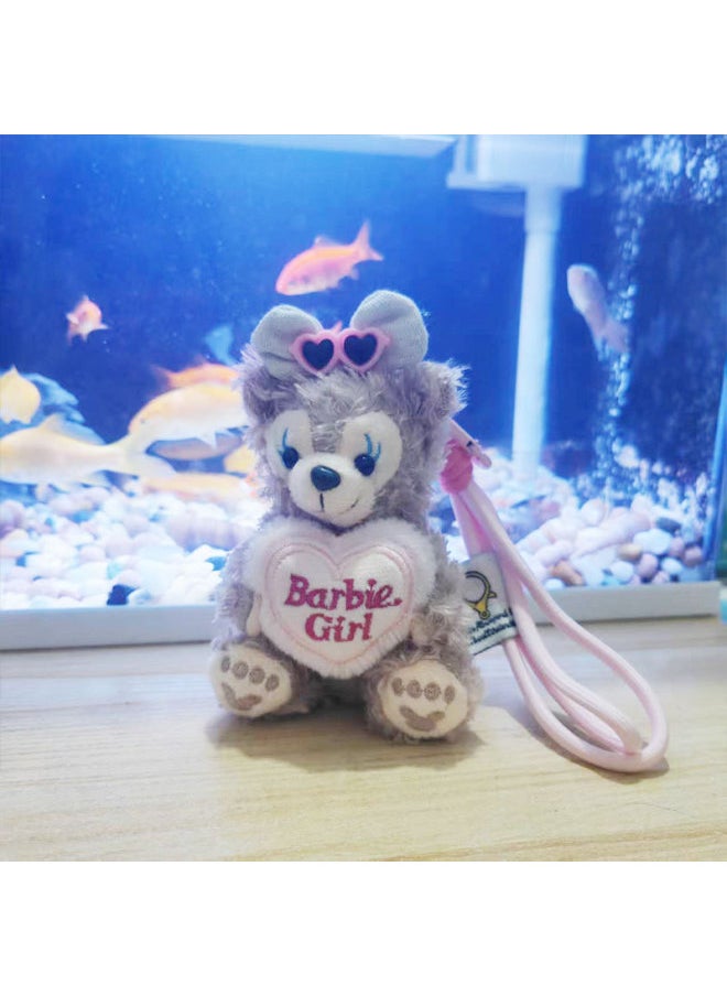 Generic - Shirley Mei Car Keychain Cute Cartoon Plush Doll Bag Pendant Girl Couple Doll Hanging Ornaments-Color:Beige Skirt Love Necklace Rose-Height:13CM - Image 1