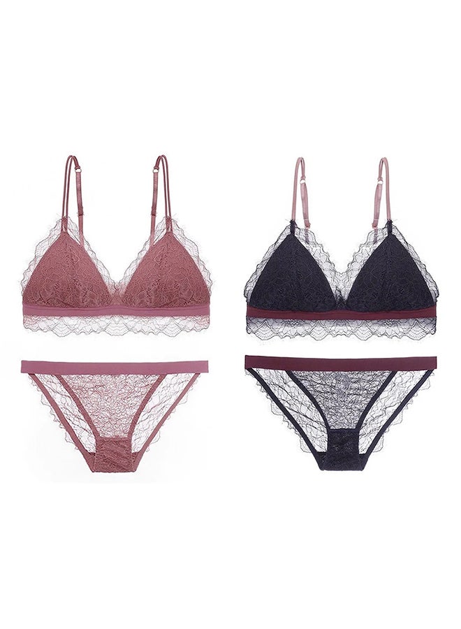 MARGOUN 2 Packs For Women's Large Size Bra and Panty Set Underwear Triangle Cup Underwear Lingerie Multicolour - Image 2