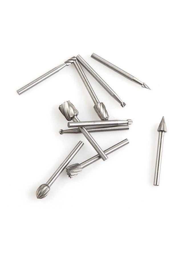 Generic - 10Pcs Tungsten Carbide Burr Bits Set 1/8'' Shank Cutting Carving Routing Bur for Rotary Tool - Image 1