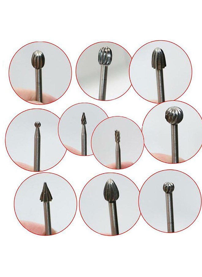 Generic - 10Pcs Tungsten Carbide Burr Bits Set 1/8'' Shank Cutting Carving Routing Bur for Rotary Tool - Image 1