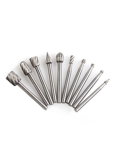 10Pcs Tungsten Carbide Burr Bits Set 1/8'' Shank Cutting Carving Routing Bur for Rotary Tool