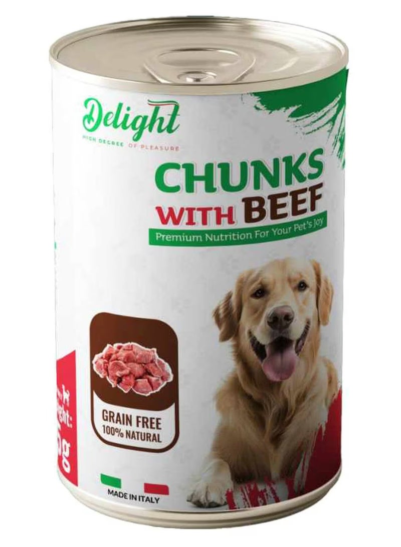 Delight Chunks With Beef Adult Dogs Food Can 415G