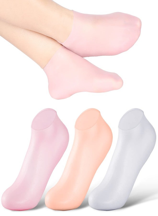 SATINIOR 3 Pairs Silicone Socks for Dry Cracked Feet Women Foot Therapy Spa Pedicure Silicone Sock Repairing Silicones Moisturizing Socks for Softening Rough Skin(X-Large) - Image 1