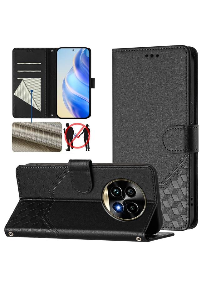 اس-توب جراب لهاتف Realme 13 Pro 5G / 13 Pro+ 5G جراب هاتف جلدي بنقش قرص العسل بتقنية RFID - Image 1