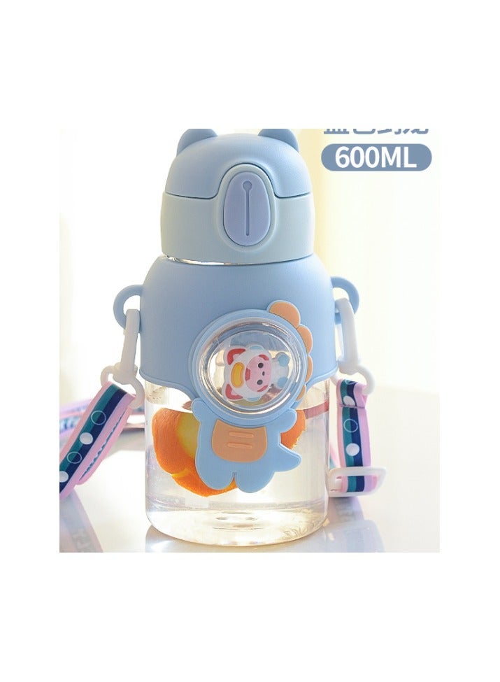 Portable Cute Cartoon Kid Water Bottle, Flip Top Straw Water Cup With Strap, Suitable For Outdoor Sports, Fitness,1pc,600ml  - Image 4