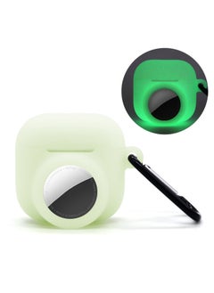 2024 Apple Airpods4 Headset Protective Cover Airpods4/Airtag 2-in -1 Silicone Protection-Color:Luminous Green-Applicable Models:Airpods4/airtag Two-in-one Protective Case