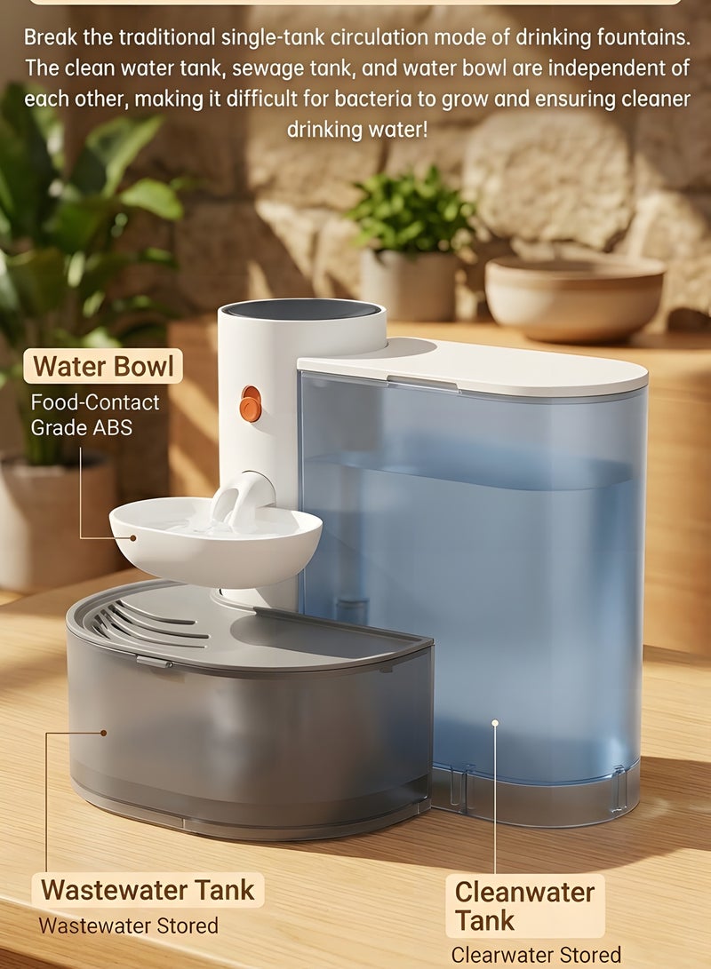 Beauenty Smart Pet Water Fountain Filterless,Wireless 3L Water Automatic Dispenser for Pets,Rechargable Cordless Cat and Dog Fountain with Timed Drainage System,Wireless Pet Pour-Over Water Dispenser - Image 2