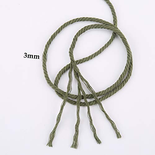 ZXCDINO Olive Green Cotton Macrame Cord, 3mm x 109Yards, Craft Cord for Wall Hanging, Plant Hangers, Crafts, Knitting, Decorative Projects - Image 3