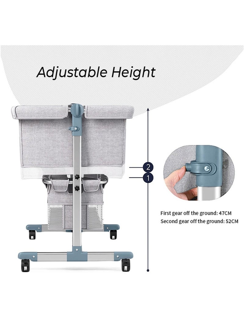 Al LIFE Portable Baby Bedside Sleeper Crib with Removable Mosquito Net, Foldable Design & Breathable Mesh - Grey, 95x60x80cm - Image 3