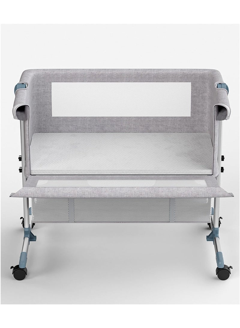 Al LIFE Portable Baby Bedside Sleeper Crib with Removable Mosquito Net, Foldable Design & Breathable Mesh - Grey, 95x60x80cm - Image 5