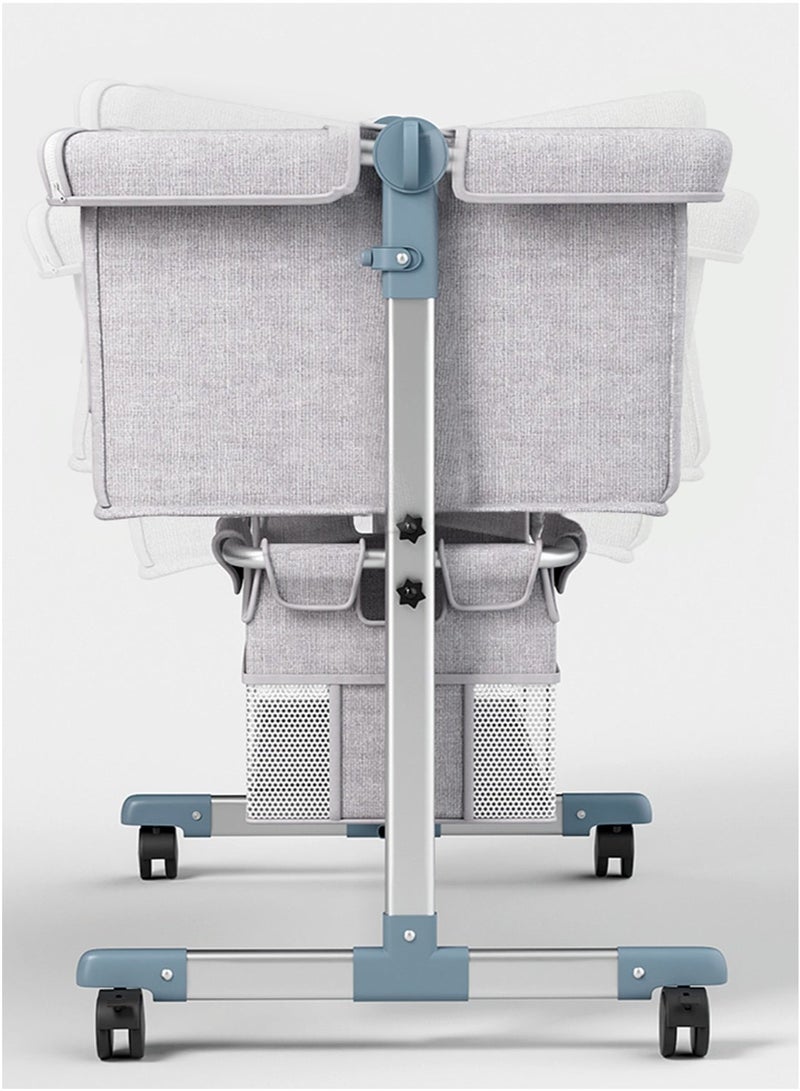 Al LIFE Portable Baby Bedside Sleeper Crib with Removable Mosquito Net, Foldable Design & Breathable Mesh - Grey, 95x60x80cm - Image 4