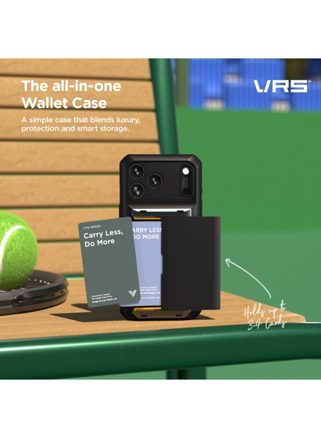 VRS Design Damda Glide Pro iPhone 17 Pro MAX Case Cover Wallet with Semi Automatic Credit Card Holder Slot [4 Cards] - Metallic Green - Image 5