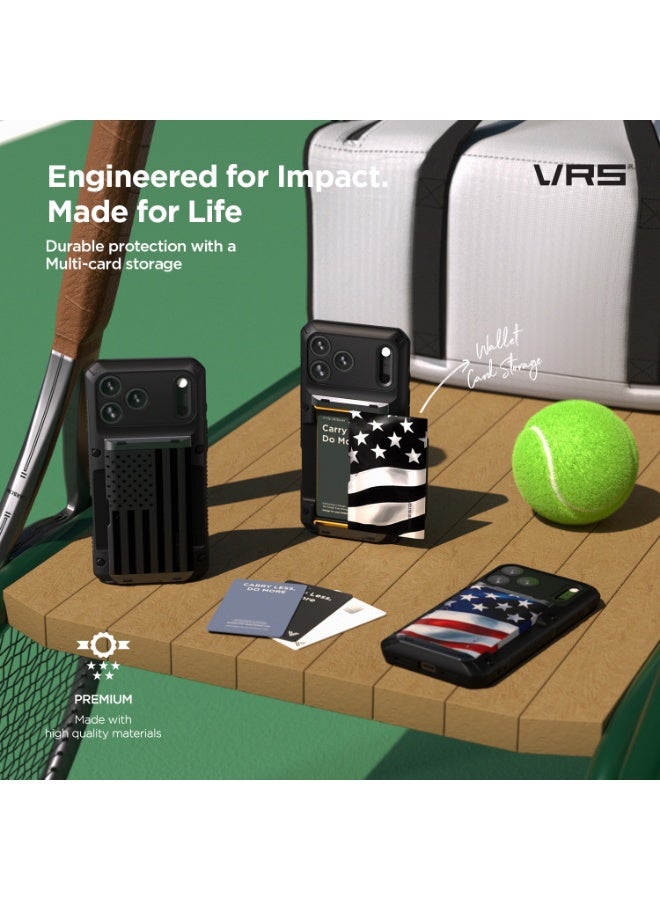 VRS Design Damda Glide Pro iPhone 17 Pro MAX Case Cover Wallet with Semi Automatic Credit Card Holder Slot [4 Cards] - Metallic Green - Image 3