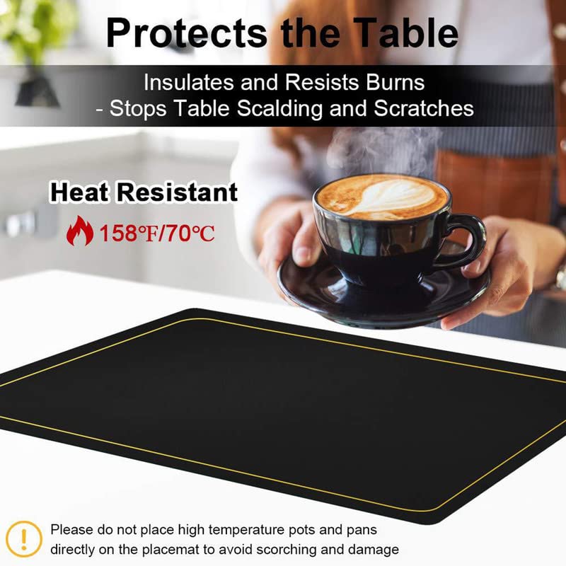 Crownish Leather Placemats Set of 6 Waterproof Wipeable Washable Indoor Placemats for Dining Table Home Kitchen Dinner Elegant Rectangle Placemats Easy Clean Table Mats Size 45x30 cm - Image 4