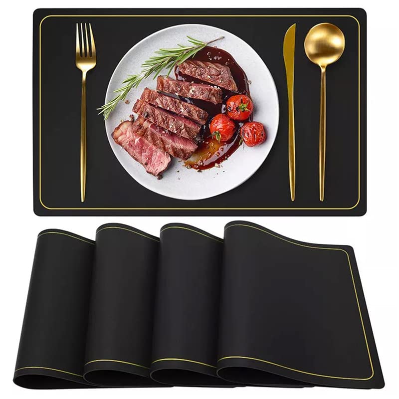 Crownish Leather Placemats Set of 6 Waterproof Wipeable Washable Indoor Placemats for Dining Table Home Kitchen Dinner Elegant Rectangle Placemats Easy Clean Table Mats Size 45x30 cm - Image 1