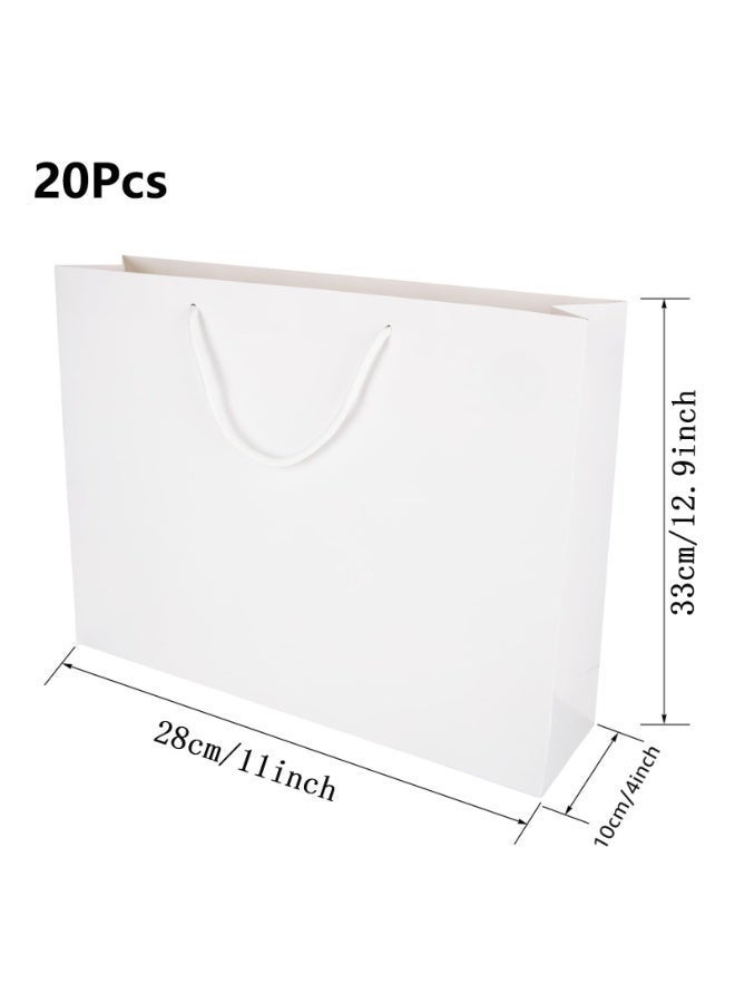 jaexest 20 Pack Kraft Paper Gift Bags, White Shopping Bags with Handles for Retail, Grocery, Party Favors – 28 x 10 x 33 cm Bulk - Image 3