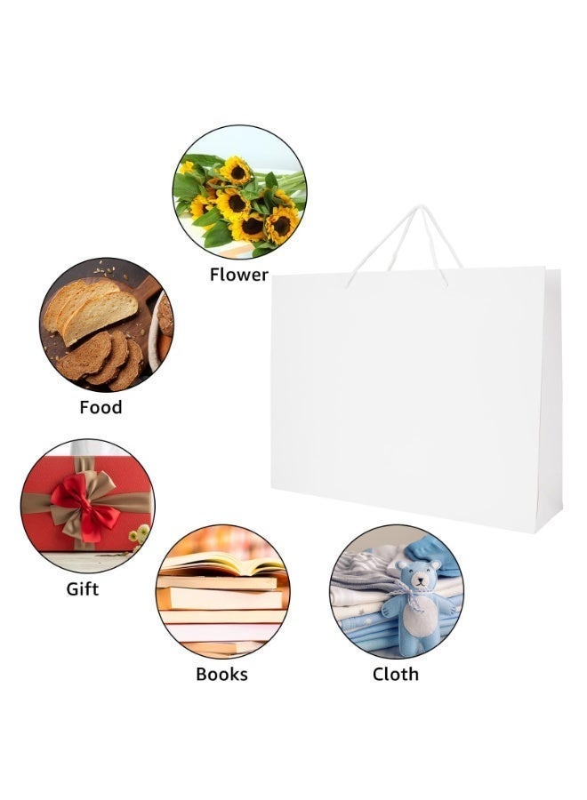 jaexest 20 Pack Kraft Paper Gift Bags, White Shopping Bags with Handles for Retail, Grocery, Party Favors – 28 x 10 x 33 cm Bulk - Image 4