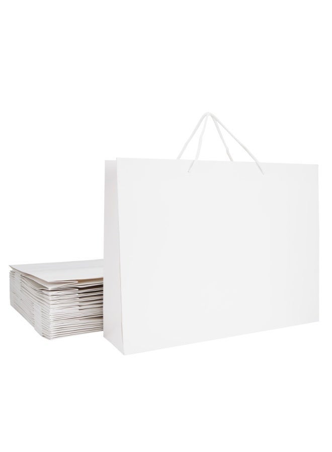 jaexest 20 Pack Kraft Paper Gift Bags, White Shopping Bags with Handles for Retail, Grocery, Party Favors – 28 x 10 x 33 cm Bulk - Image 1