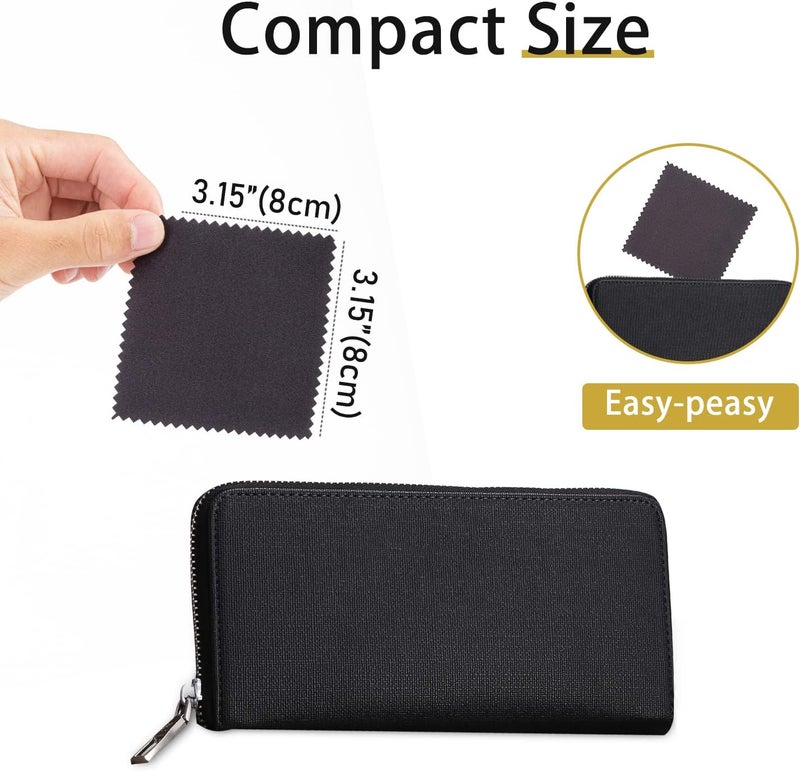 CATIFLIN 100pcs Premium Jewelry Cleaning Cloth, Silver Polishing Cloth Individually Wrapped, for Sterling Silver, Gold, Brass, Silverware, Coin, Ring, Watch and More (Black, 3.15" x 3.15") - Image 3