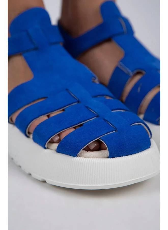 Manijero  Rosa Women's Genuine Leather Strappy Blue - White Sandal. for Women | Best Price UAE