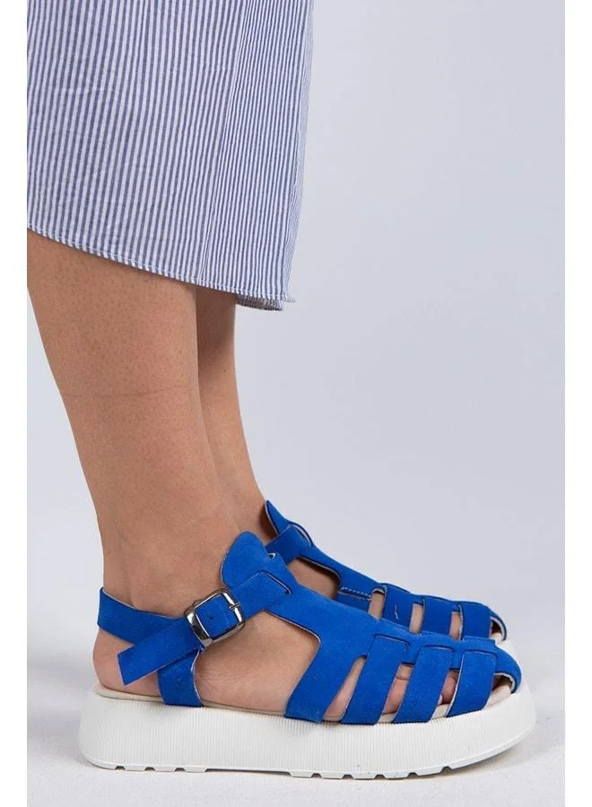 Rosa Women's Genuine Leather Strappy Blue - White Sandal.