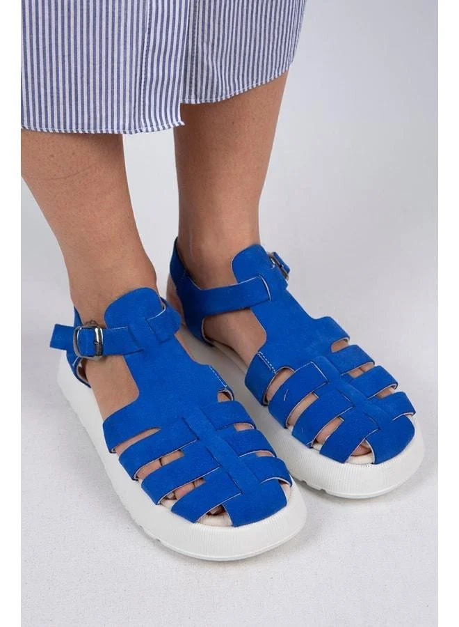 Manijero  Rosa Women's Genuine Leather Strappy Blue - White Sandal. for Women | Best Price UAE