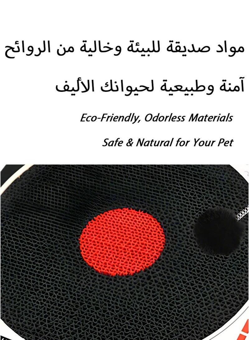 Music-Themed Cat Scratcher for Saudi Homes - Vinyl Record Design with Spring Ball, Saves Furniture from Persian Cats, Eco-Friendly Scratching Board - Image 3