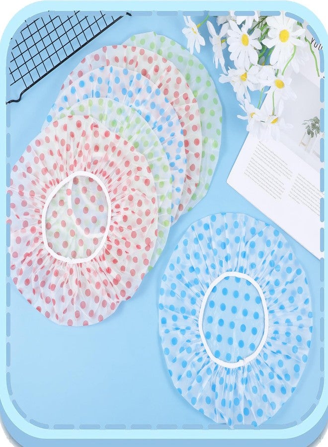 Aysatogc 6PCS Shower Caps, Waterproof Reusable Plastic Shower Caps Elastic Band Flower Printed Hair Cap Bath Hair Hat for Women Ladies Spa Salon (Red+Green+Blue - Image 4