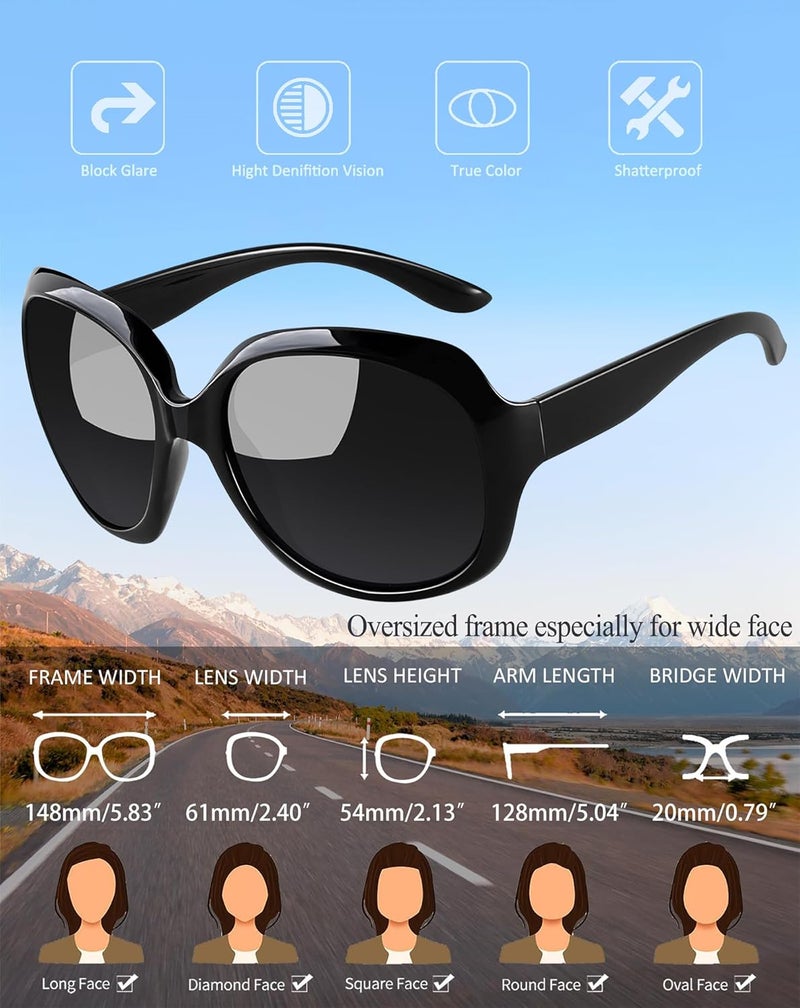 Joopin Polarized Sunglasses for Women, Vintage Oversized Square Sun Glasses UV400 Protection, Ladies Shades Rectangle Large Frame Driving Sunglasses Womens - Image 3
