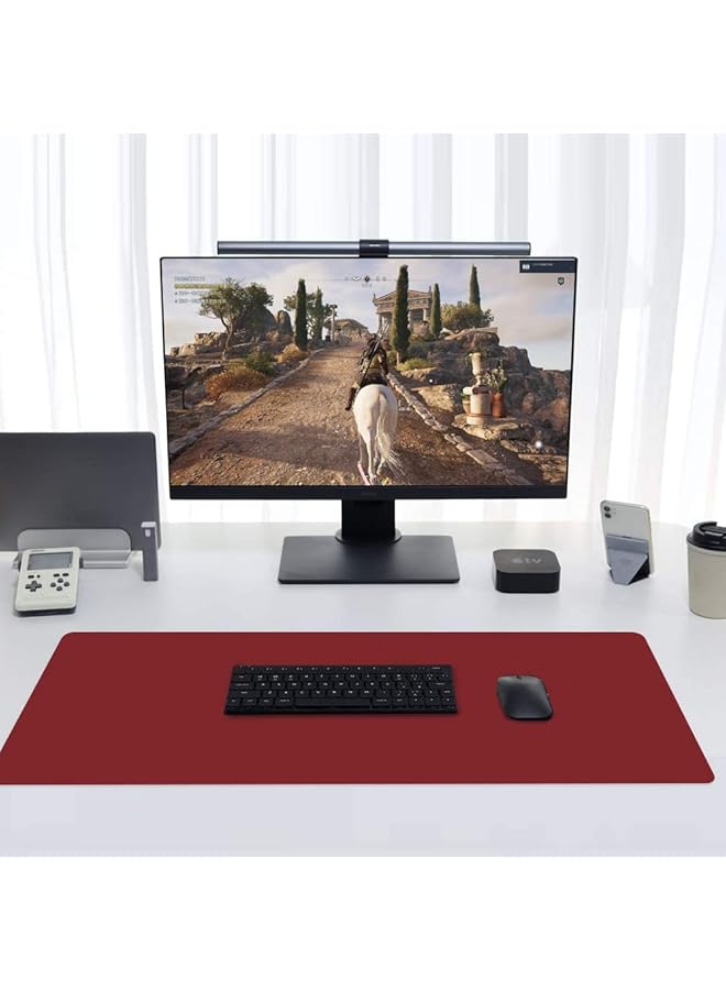 erorex Leather Desk Mat Protective Cover Mouse Pad Double Sided Color Non Slip Pu Leather Desk Mat Laptop Desk Mat 80 X 40Cm Waterproof Desk Writing Pad Suitable For Office And Home Red + Orange - Image 5