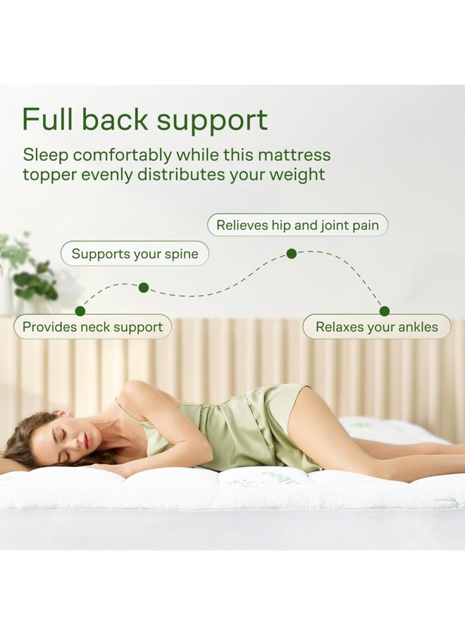 Niagara Sleep Solution Viscose Made from Bamboo Full Mattress Topper - Thick Cooling Breathable Pillow Top Mattress Pad for Back Pain Relief - Deep Pocket Topper Fits 8-20 Inches Mattress - Image 4