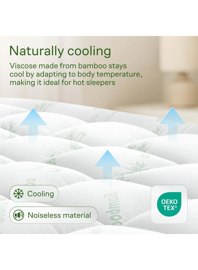 Niagara Sleep Solution Viscose Made from Bamboo Full Mattress Topper - Thick Cooling Breathable Pillow Top Mattress Pad for Back Pain Relief - Deep Pocket Topper Fits 8-20 Inches Mattress - Image 3