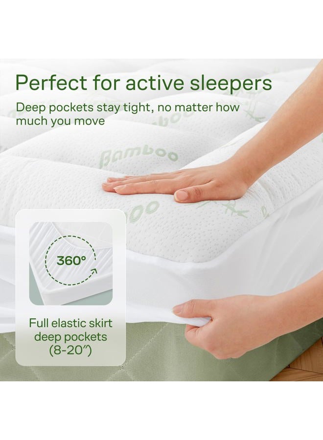 Niagara Sleep Solution Viscose Made from Bamboo Full Mattress Topper - Thick Cooling Breathable Pillow Top Mattress Pad for Back Pain Relief - Deep Pocket Topper Fits 8-20 Inches Mattress - Image 5