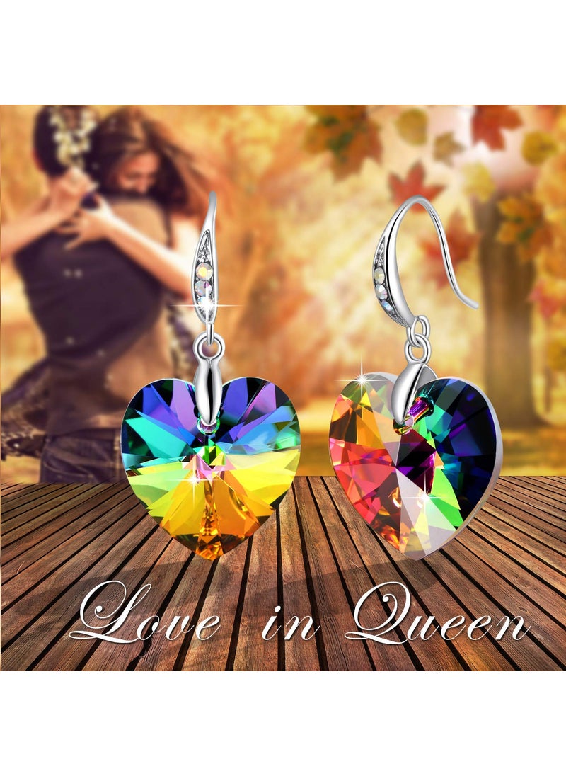 PLATO H Women's Heart Crystals Earrings Drop Dangle Fish Hook Earrings for Birthday Anniversary Christmas Mother's Day Valentine's Day, Gifts for Her  - Image 4
