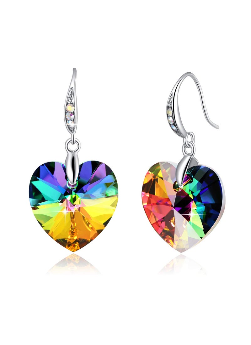 PLATO H Women's Heart Crystals Earrings Drop Dangle Fish Hook Earrings for Birthday Anniversary Christmas Mother's Day Valentine's Day, Gifts for Her  - Image 1