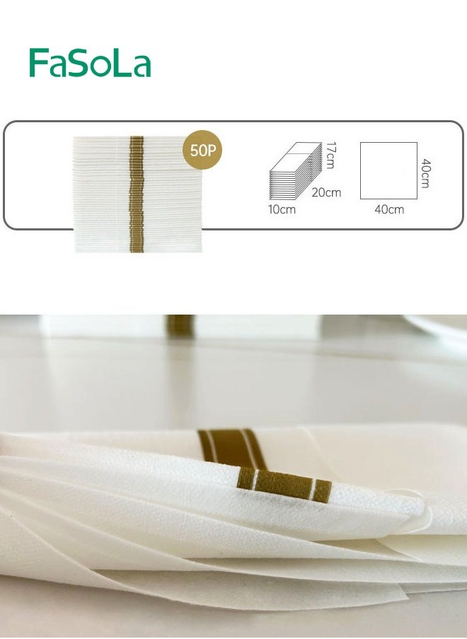 Fasola 50 Pieces Disposable Napkins Flatware Pocket Wedding Party Linen Feel Prefolded for Silverware  - Image 3