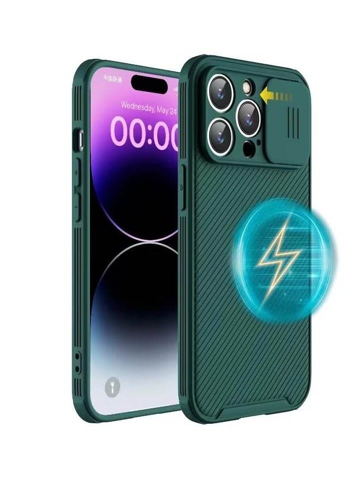 Aookay Compatible with iPhone 16 Pro Case, iPhone 16 Pro Camera Protection Case with Slide Lens Cover, Slim Magnetic Case for iPhone 16 Pro (Green） - Image 1