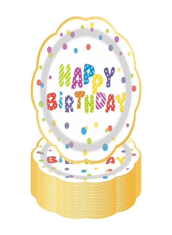 LDFDRT 7inch Happy Birthday Paper Plates 50 pcs Party Decorations Cake Dessert Plates Disposable Dinnerware Tableware for Birthday Party Supplies (rainbow birthday) - Image 1