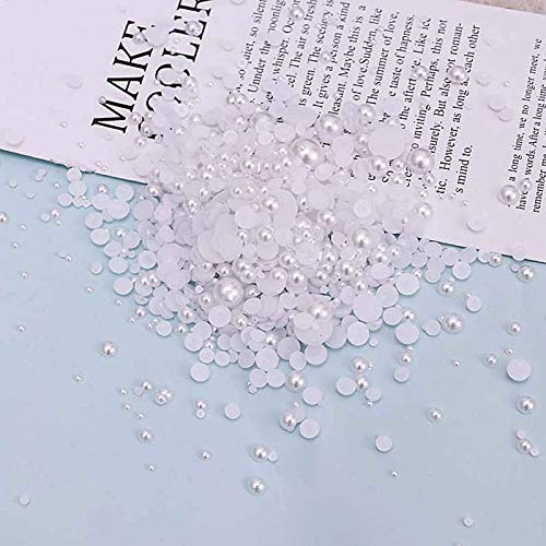 Dowarm 1000 Pieces Flatback Half Pearls, Flat Backed Round Half Pearls for Crafts Jewelry, Mixed Size 4MM 6MM 8MM 10MM 12MM 14MM (White) - Image 5