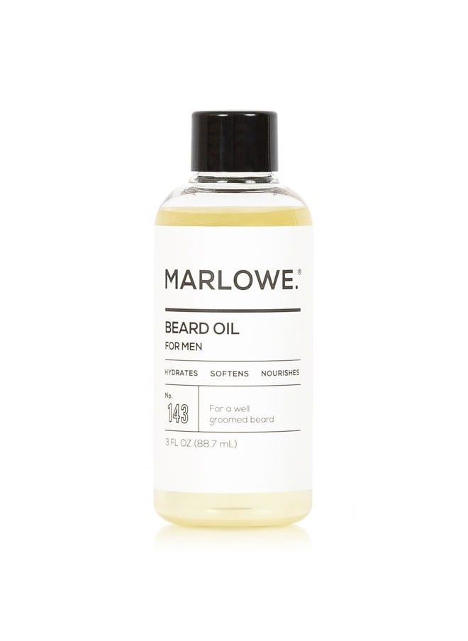 MARLOWE. M BLEND No. 143 Beard Oil 3 oz, Conditioning Oil for Men, Softer & Fuller Beard Care, 100% Natural Softener with Sunflower & Safflower Oils, Conditions & Nourishes, Fragrance Free  - Image 1