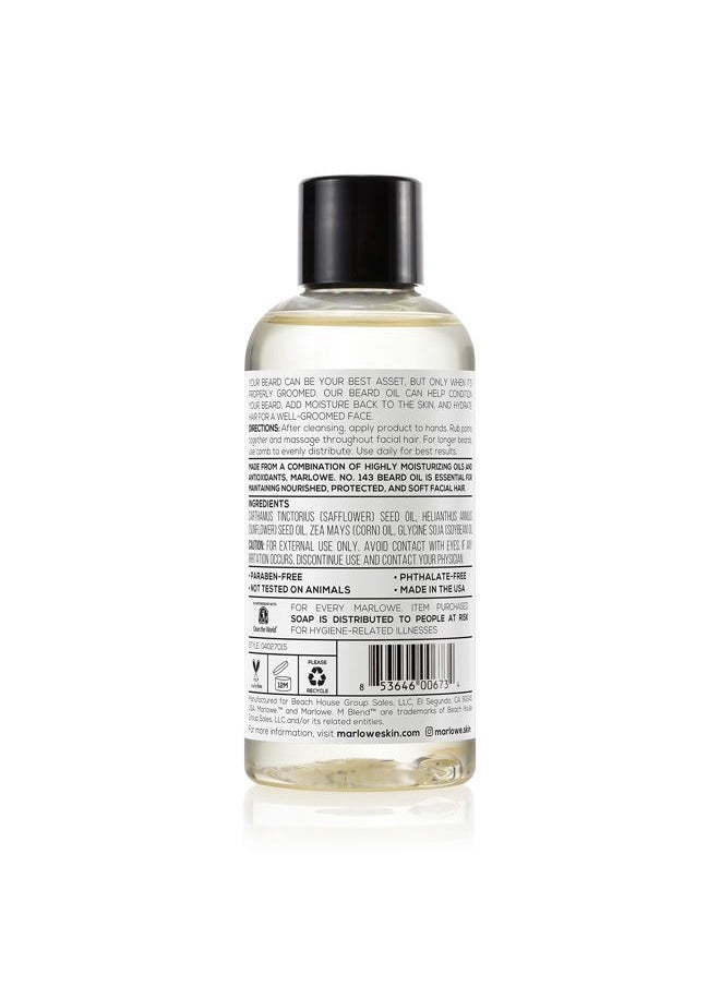MARLOWE. M BLEND No. 143 Beard Oil 3 oz, Conditioning Oil for Men, Softer & Fuller Beard Care, 100% Natural Softener with Sunflower & Safflower Oils, Conditions & Nourishes, Fragrance Free  - Image 2