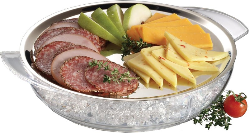 Prodyne ICED Platter IC-10 - Stainless Steel and Crystal Clear Polystyrene Serving Tray - Image 1