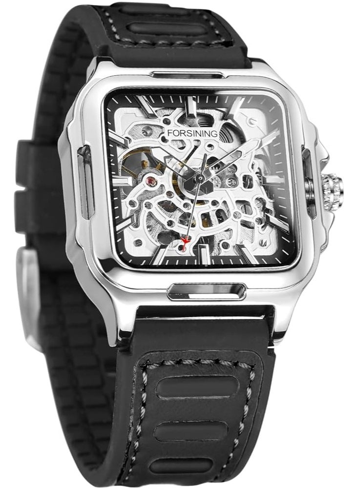 FORSINING Watches for Men Watch Leather Strap Luxury Luminous Water Resistant Automatic Mechanical Wristwatch 1008BKSI  - Image 1