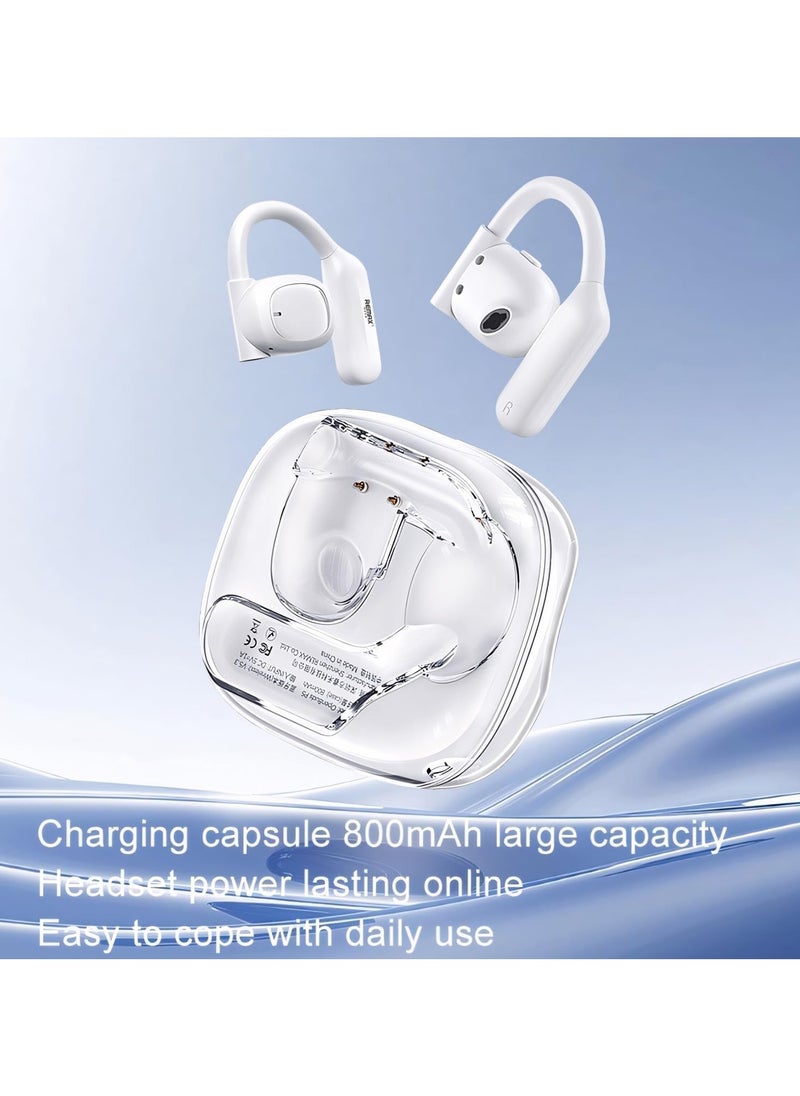 Remax Mena Air Conduction Earbuds OpenBuds P5, 800 mAh Charging Case, 85 mAh EarBud Capacity,Comfortable and Secure Fit, 12H Play Time (White)  - Image 2