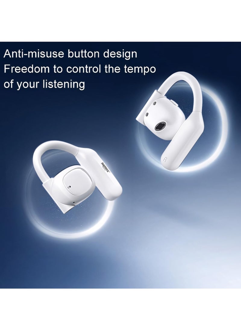 Remax Mena Air Conduction Earbuds OpenBuds P5, 800 mAh Charging Case, 85 mAh EarBud Capacity,Comfortable and Secure Fit, 12H Play Time (White)  - Image 4