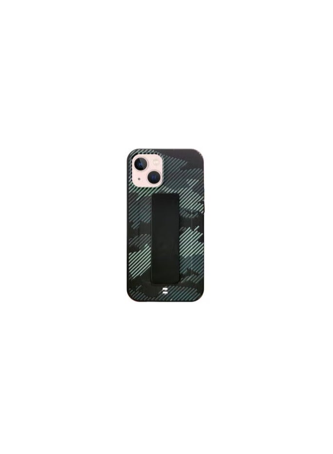 CATANES iPhone 13 Hybrid Anti Drop Case with Hand Grip and Lanyard Strap Camouflage Charcoal Black - Image 2